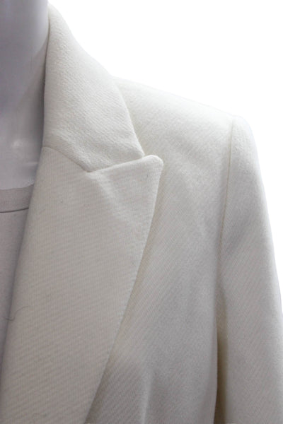 Ramy Brook Women Overcoat Ivory Button Polyester Long Sleeve Size M