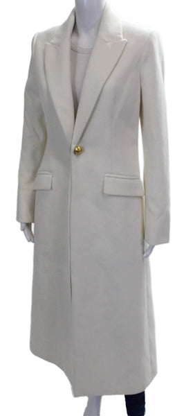 Ramy Brook Women Overcoat Ivory Button Polyester Long Sleeve Size M