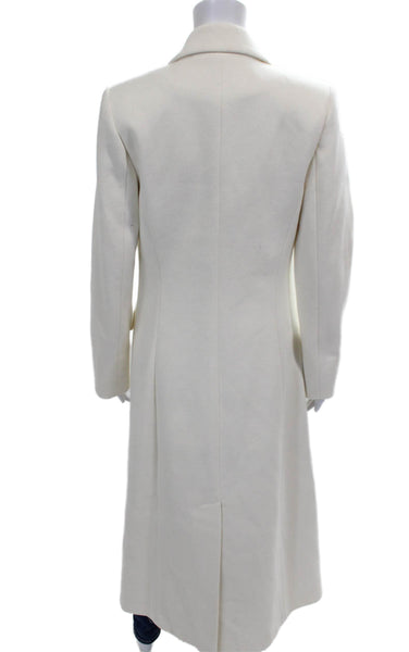Ramy Brook Women Overcoat Ivory Button Polyester Long Sleeve Size M