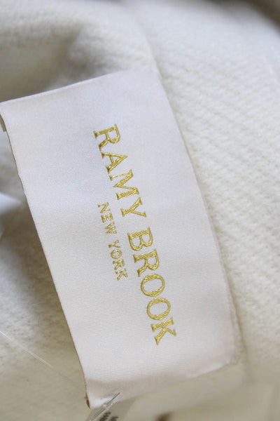 Ramy Brook Women Overcoat Ivory Button Polyester Long Sleeve Size M