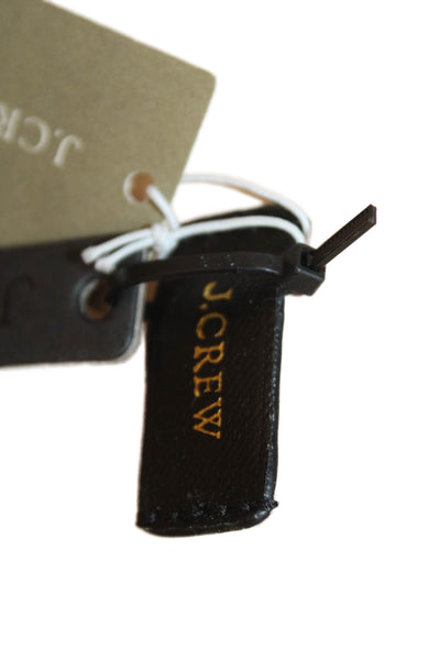 J Crew Womens Zip Top Coated Canvas Abstract Pouch Handbag Black White