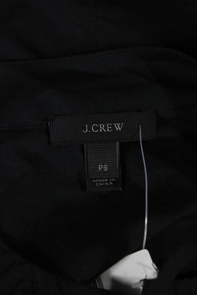 J Crew Women Black Shift Dress Short Sleeve Round Neck Lace Up Size PS