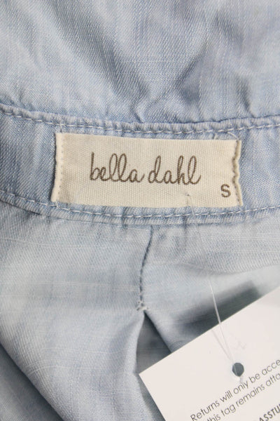 Bella Dahl Women Blue Tencel Collared Long Sleeve Basic Button-Up Size S