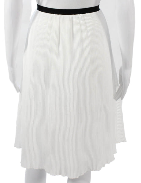 The Lines In Between Womens Pleated Wool Skirt White Pull On Knee Length Size M