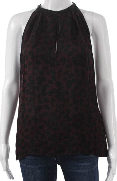 ALC Women Halter Silk Animal Print Tank Red Petite Size XS