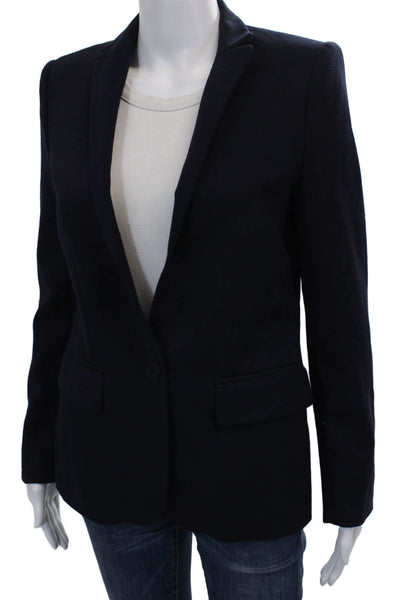 Stella McCartney Womens Blue Wool Blazer Buttoned Long Sleeve Size 38