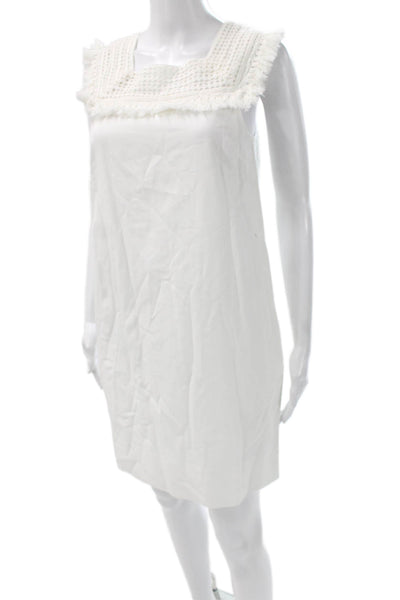 Madewell Womens Shift Dress White Cotton Square Neck Button Knee Length Size 0