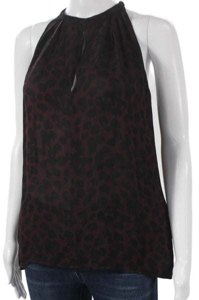 ALC Women Halter Silk Animal Print Tank Red Petite Size XS