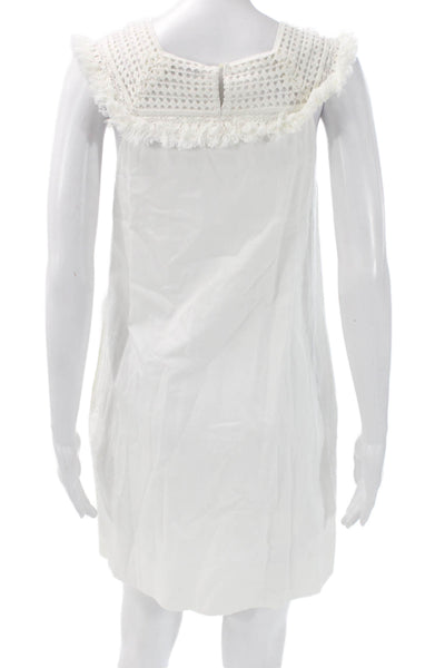 Madewell Womens Shift Dress White Cotton Square Neck Button Knee Length Size 0