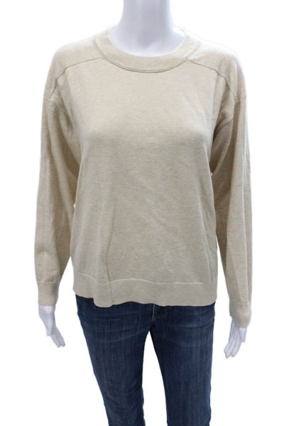 J Crew Women Pullover Cotton Blend Crew Neck Beige Sweater Size XS