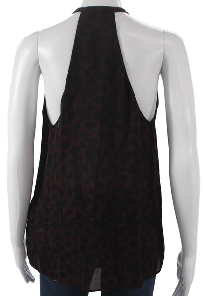 ALC Women Halter Silk Animal Print Tank Red Petite Size XS