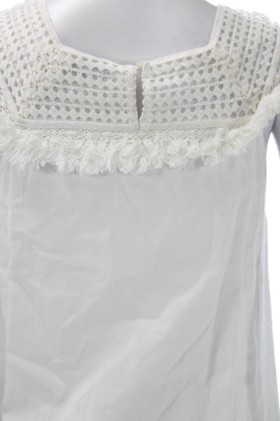 Madewell Womens Shift Dress White Cotton Square Neck Button Knee Length Size 0