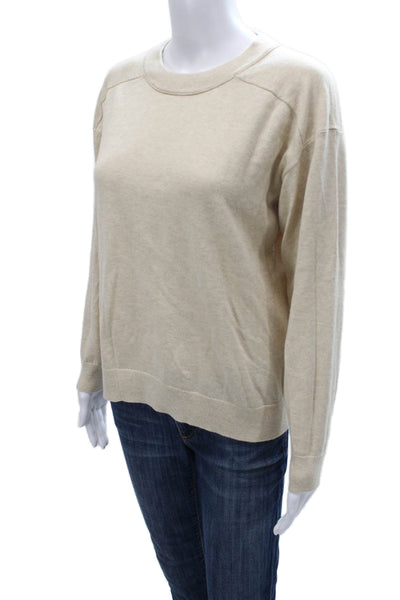 J Crew Women Pullover Cotton Blend Crew Neck Beige Sweater Size XS