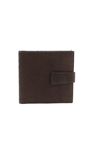Ralph Lauren Womens Lizard Skin Snap Closure Wallet Brown