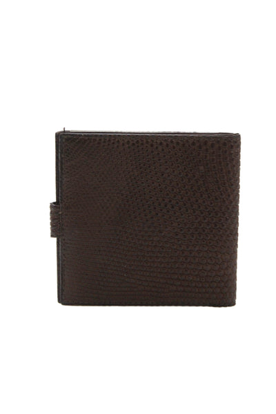 Ralph Lauren Womens Lizard Skin Snap Closure Wallet Brown