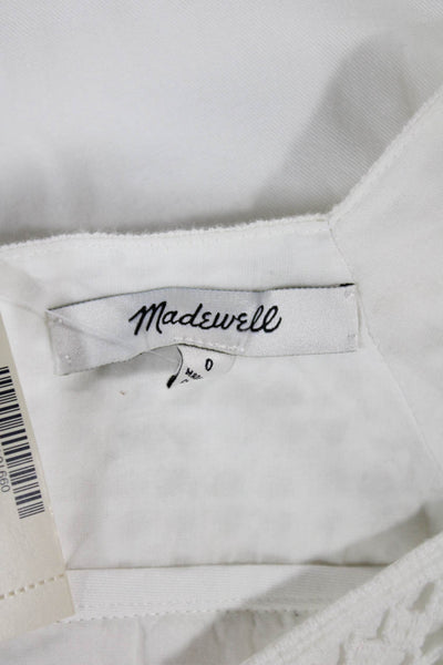 Madewell Womens Shift Dress White Cotton Square Neck Button Knee Length Size 0