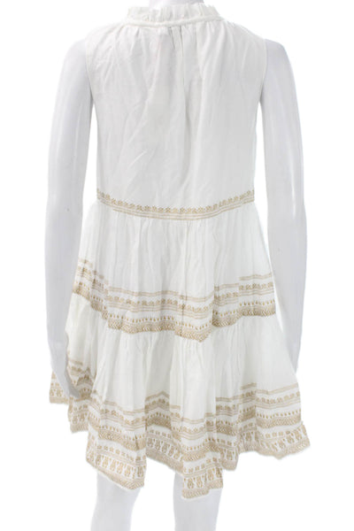 Vineyard Vines Women Shift Dress White Cotton High Neck Geometric Size XS