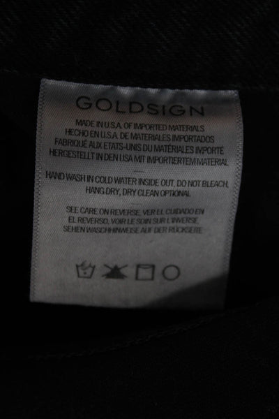 Goldsign Women Black Straight Pencil Midi Button Cotton Skirt Size 24