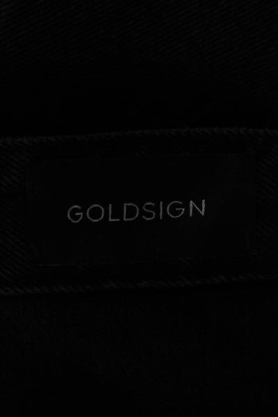 Goldsign Women Black Straight Pencil Midi Button Cotton Skirt Size 24