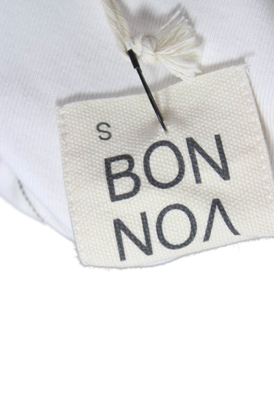 Von Bon Womens Basic White Cotton Crew Neck Long Sleeve T-Shirt Size S