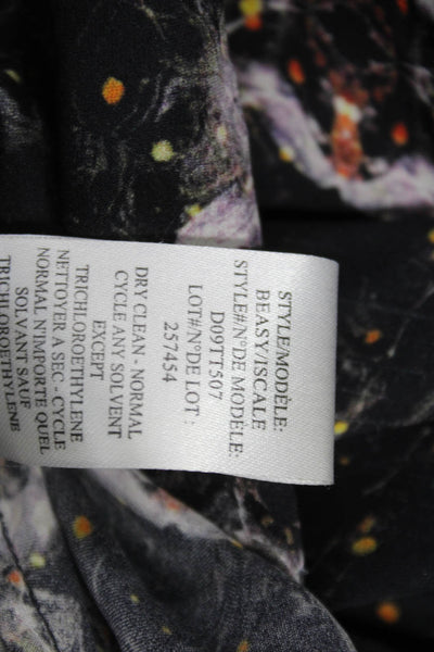 Theyskens Theory Womens Silk Geometric Button-Up Long Sleeve Black Size S
