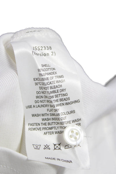 Von Bon Womens Basic White Cotton Crew Neck Long Sleeve T-Shirt Size S