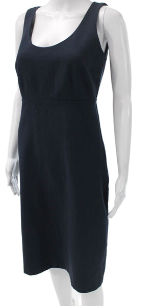 Club Monaco Women Sheath Dress Blue Scoop Neck Sleeveless Zip Size 4