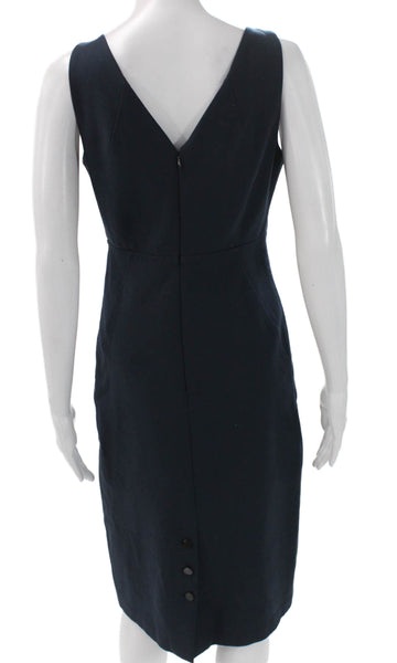 Club Monaco Women Sheath Dress Blue Scoop Neck Sleeveless Zip Size 4