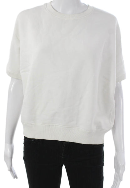 Theory Women Pullover Cotton Crewneck Short Sleeve White Top Size PP