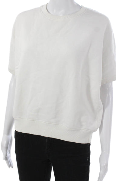 Theory Women Pullover Cotton Crewneck Short Sleeve White Top Size PP