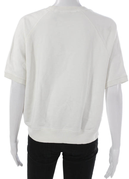 Theory Women Pullover Cotton Crewneck Short Sleeve White Top Size PP