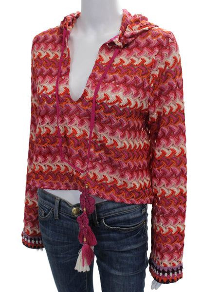 Ramy Brook Women Pullover V-Neck Geometric Multicolor Long Sleeve Petite Size S