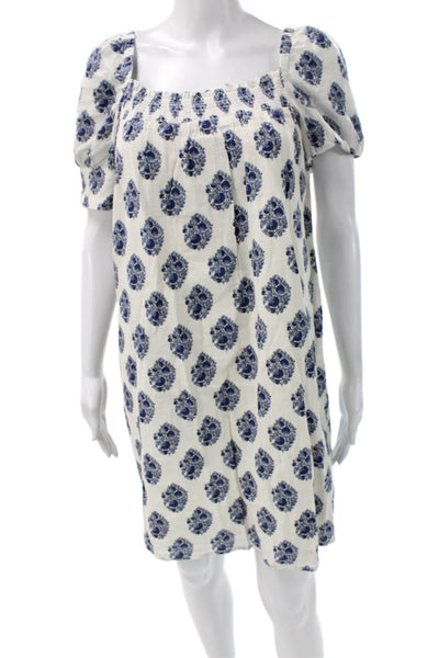 J Crew Womens Shift Dress White Cotton Square Neck Short Sleeve Size S