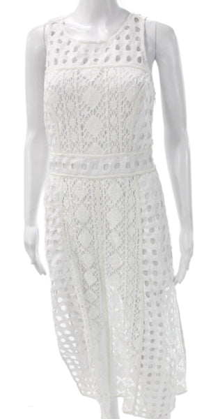 Olivia Palermo + Chelsea 28 Womens Fit & Flare Dress White Cotton Size 6