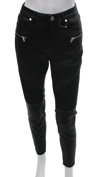 BLANKNYC Women Black Faux Leather Jeggings Button Size 27