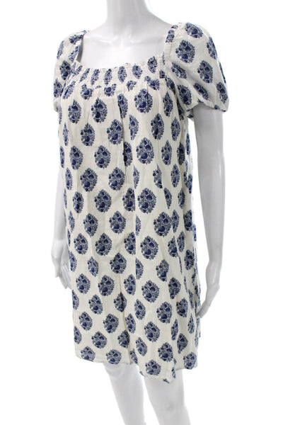J Crew Womens Shift Dress White Cotton Square Neck Short Sleeve Size S