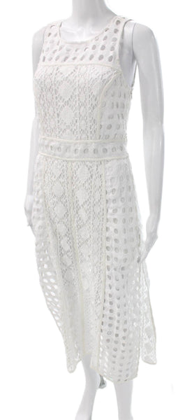 Olivia Palermo + Chelsea 28 Womens Fit & Flare Dress White Cotton Size 6