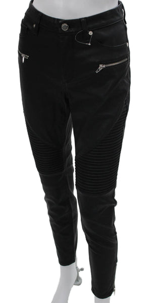 BLANKNYC Women Black Faux Leather Jeggings Button Size 27
