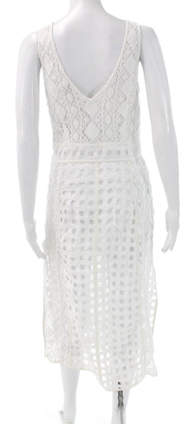 Olivia Palermo + Chelsea 28 Womens Fit & Flare Dress White Cotton Size 6