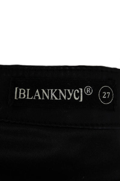 BLANKNYC Women Black Faux Leather Jeggings Button Size 27
