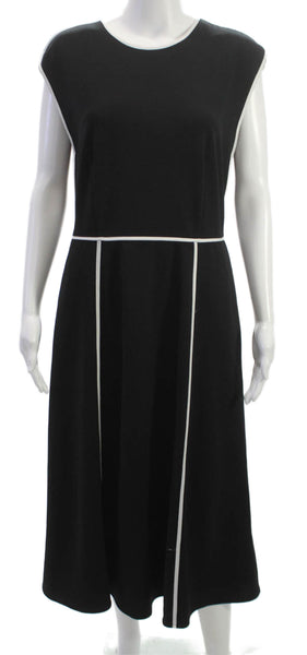 Karl Lagerfeld Womens A-Line Black Midi Dress Polyester Round Neck Size 8