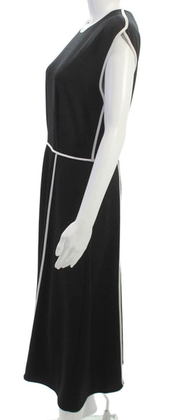 Karl Lagerfeld Womens A-Line Black Midi Dress Polyester Round Neck Size 8