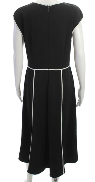 Karl Lagerfeld Womens A-Line Black Midi Dress Polyester Round Neck Size 8