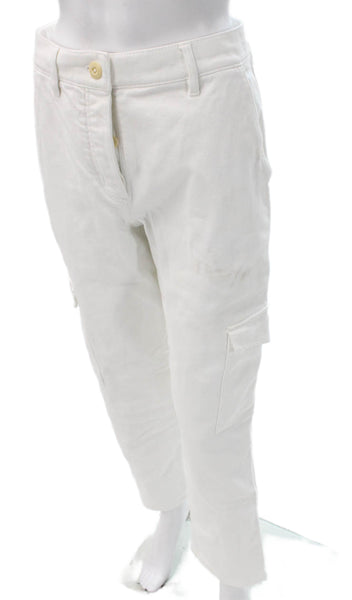 Wilfred Free Womens White Cargo Pants Cotton High Rise Inseam 30 Size 4