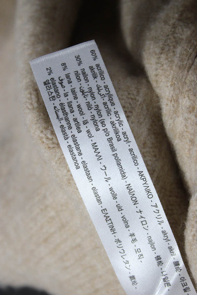 Zara Womens Beige V-Neck Cardigan Long Sleeve Acrylic Blend Size M