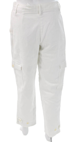 Wilfred Free Womens White Cargo Pants Cotton High Rise Inseam 30 Size 4