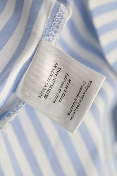 Highline Collective Womens Off Shoulder Striped Blue Blouse Long Sleeve Size XS
