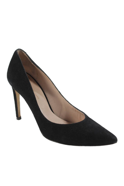 Stuart Weitzman Womens Suede Pointed Toe Heels Black Size 5