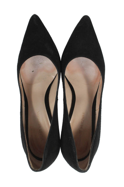 Stuart Weitzman Womens Suede Pointed Toe Heels Black Size 5