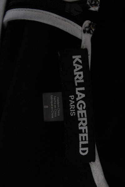 Karl Lagerfeld Womens A-Line Black Midi Dress Polyester Round Neck Size 8